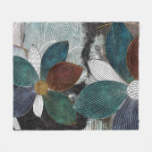 Abstract Linework Floral Art with Bold Petals フリースブランケット (正面(横))
