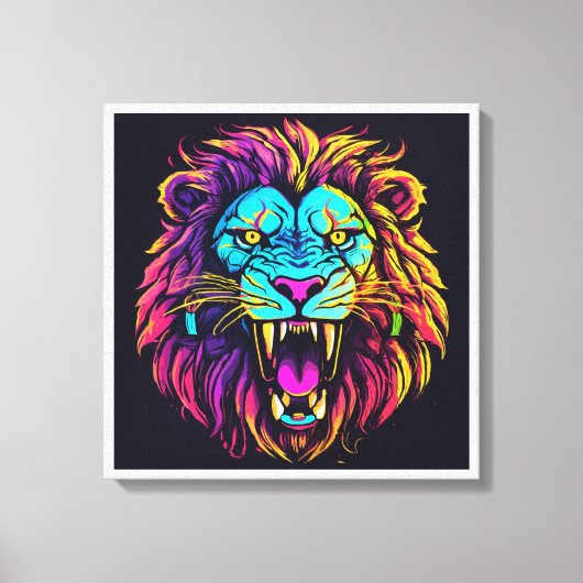 Abstract Lion Canvas – Modern Wildlife Artwork キャンバスプリント (正面)