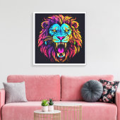 Abstract Lion Canvas – Modern Wildlife Artwork キャンバスプリント (インサイチュ (リビング))
