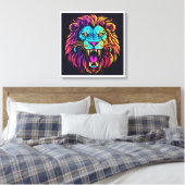 Abstract Lion Canvas – Modern Wildlife Artwork キャンバスプリント (インサイチュ (寝室))