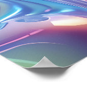 Abstract Liquid Chrome Stretched Canvas Print ポスター (角)