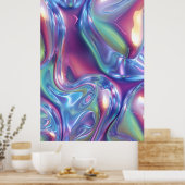 Abstract Liquid Chrome Stretched Canvas Print ポスター (キッチン)