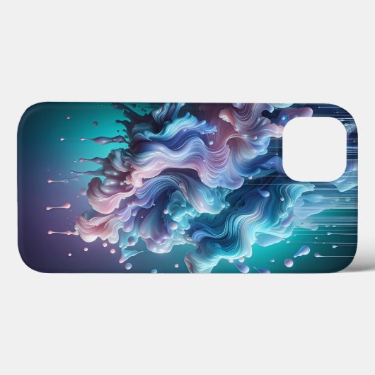 Abstract Liquid Cloud Phone Case Teal & Pink Fluid Case-Mate iPhoneケース (裏面 (横))