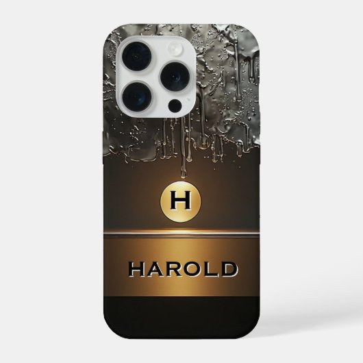 💫 Abstract Liquid Metal Flow Golden Sphere Luxe iPhoneケース (裏面)