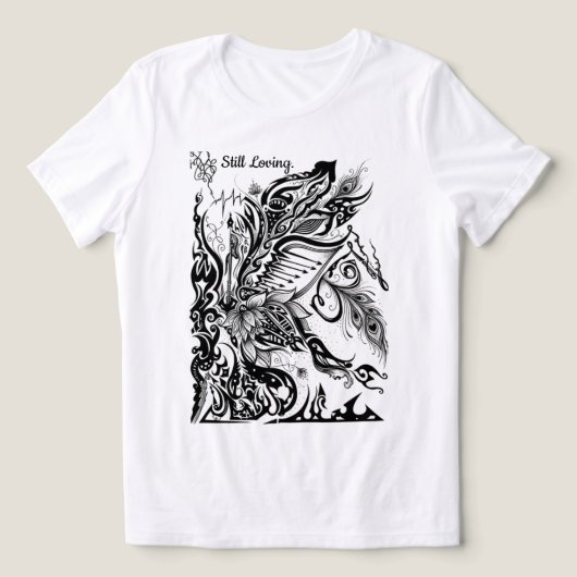 Abstract Lotus, Peacock & Music Graphic  トライブレンドＴシャツ (デザイン正面)