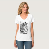 Abstract Lotus, Peacock & Music Graphic T-Shirt Tシャツ (正面フル)