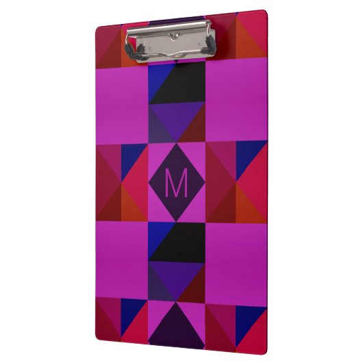 Abstract Magenta Geometric Pattern Monogram クリップボード (左)