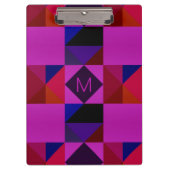 Abstract Magenta Geometric Pattern Monogram クリップボード (正面)