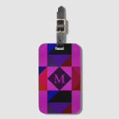 Abstract Magenta Geometric Pattern Monogram ラゲッジタグ (正面縦)