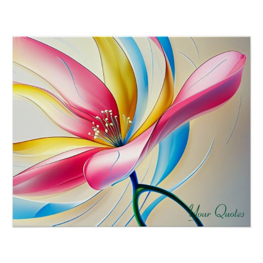 Abstract Magnolia Watercolor Bloom ポスター (正面)