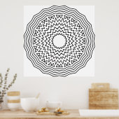 Abstract Mandala Coloring Page Zigzag Pattern Art ポスター (キッチン)