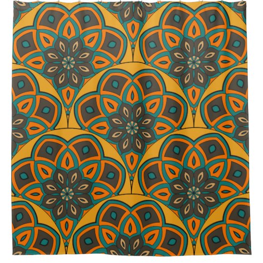 Abstract mandala fish scale seamless pattern. Orna シャワーカーテン (正面)