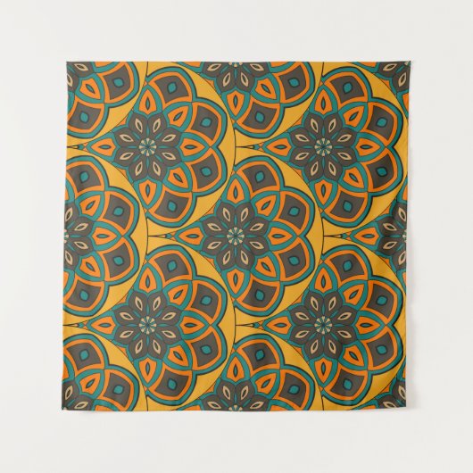 Abstract mandala fish scale seamless pattern. Orna タペストリー (正面(横))
