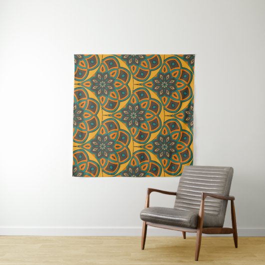 Abstract mandala fish scale seamless pattern. Orna タペストリー (インサイチュ(横))