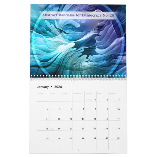 Abstract Mandalas for Democracy Calendar カレンダー (1月 2026)