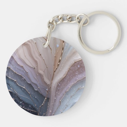 Abstract Marble Acrylic Keychain with Gold Accents キーホルダー (裏面)