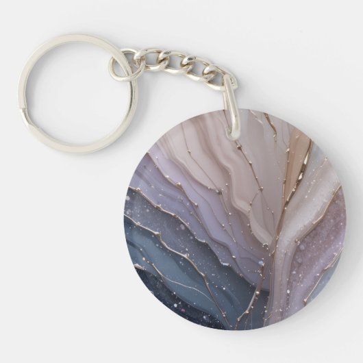Abstract Marble Acrylic Keychain with Gold Accents キーホルダー (正面)