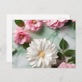 Abstract Marble Art with Botanical ポストカード (正面/裏面)