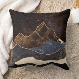 Abstract Marble Mountains Under Starry Sky クッション