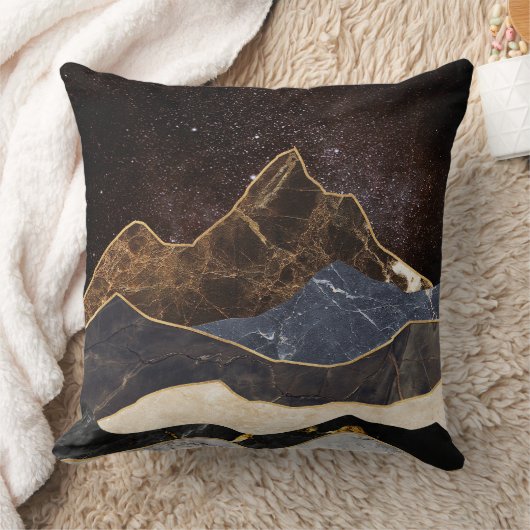 Abstract Marble Mountains Under Starry Sky クッション (ブランケット)