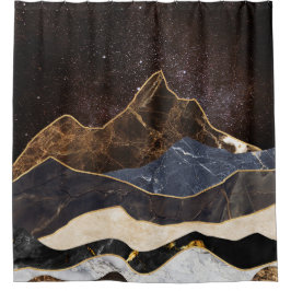 Abstract Marble Mountains Under Starry Sky シャワーカーテン