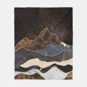 Abstract Marble Mountains Under Starry Sky フリースブランケット (正面)