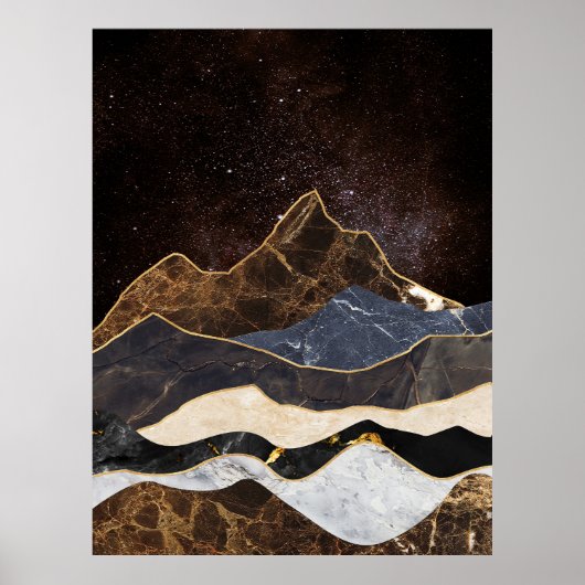 Abstract Marble Mountains Under Starry Sky ポスター (正面)