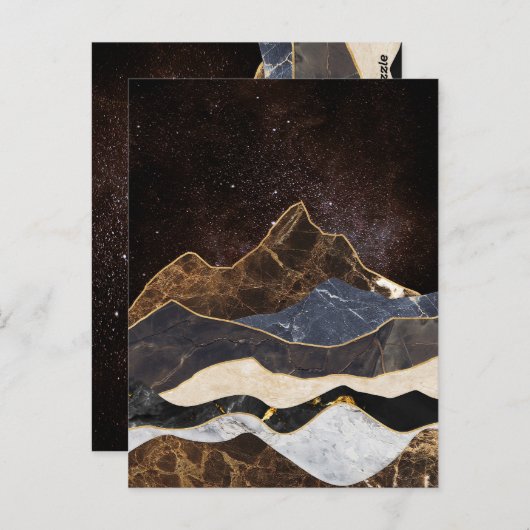 Abstract Marble Mountains Under Starry Sky ポストカード (正面/裏面)