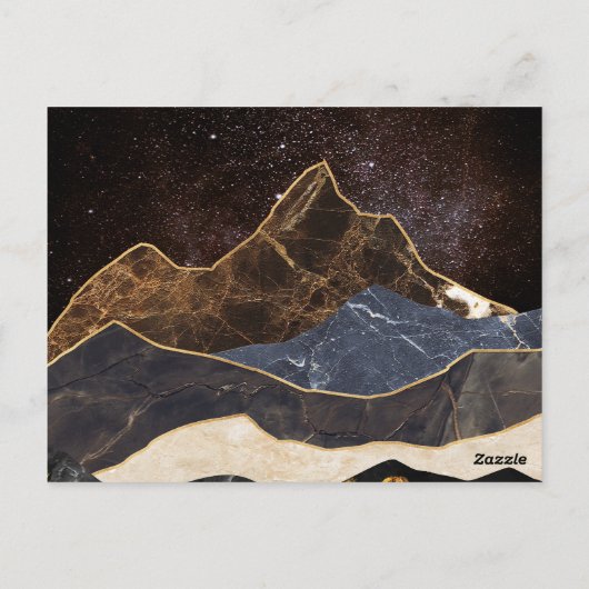 Abstract Marble Mountains Under Starry Sky ポストカード (裏面)