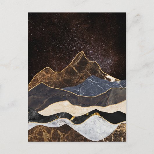 Abstract Marble Mountains Under Starry Sky ポストカード (正面)
