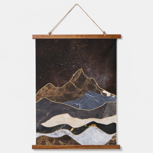 Abstract Marble Mountains Under Starry Sky 吊り下げ型タペストリー (正面)