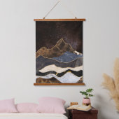 Abstract Marble Mountains Under Starry Sky 吊り下げ型タペストリー (寝室)