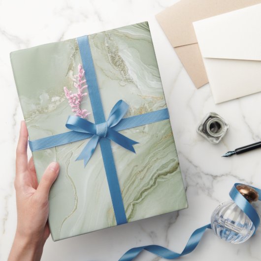 Abstract Marble Sage Green ラッピングペーパー (ギフト)