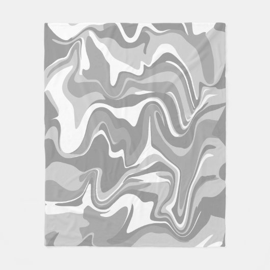 Abstract Marble Swirl Texture - Grey Tones  フリースブランケット (正面)