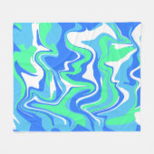 Abstract Marble Swirl Texture - Ocean Tones  フリースブランケット (正面(横))