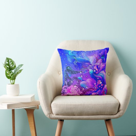 Abstract Mermaid Under the Sea Throw Pillow クッション (椅子)
