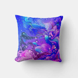 Abstract Mermaid Under the Sea Throw Pillow クッション