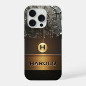Abstract Metallic Dripping Liquid With Gold Sphere iPhoneケース (裏面)