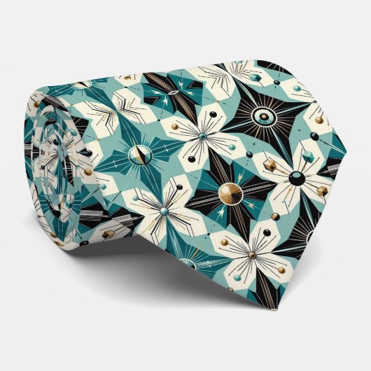 Abstract Mid Century Modern Starburst DIamond ネクタイ (ロール)