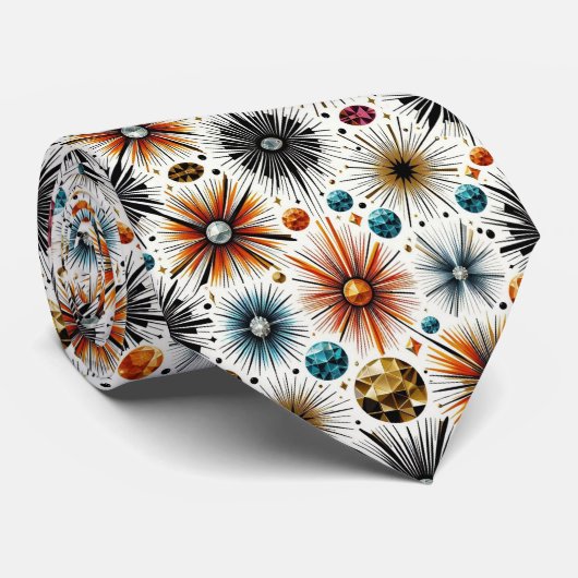 Abstract Mid Century Modern Starburst Diamond ネクタイ (ロール)