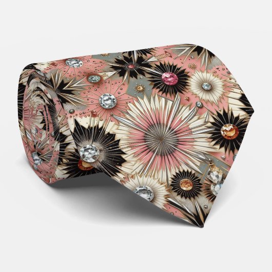 Abstract Mid Century Modern Starburst Diamond ネクタイ (ロール)
