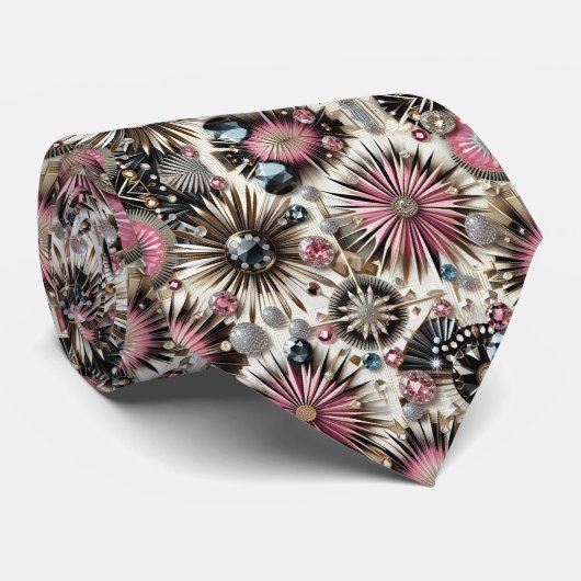 Abstract Mid Century Modern Starburst Diamond ネクタイ (ロール)