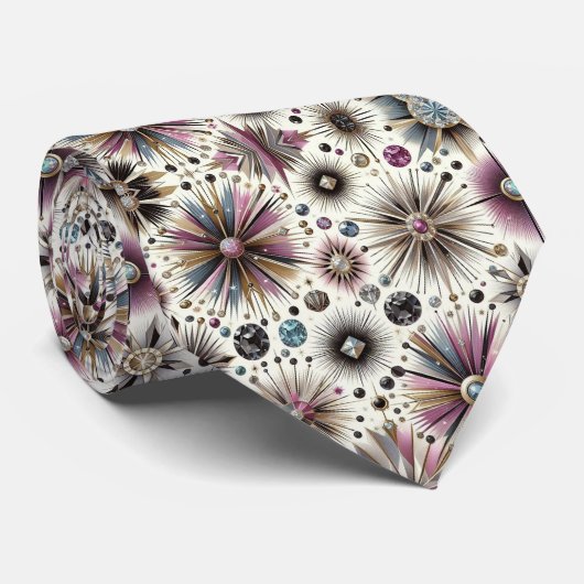 Abstract Mid Century Modern Starburst Diamond ネクタイ (ロール)