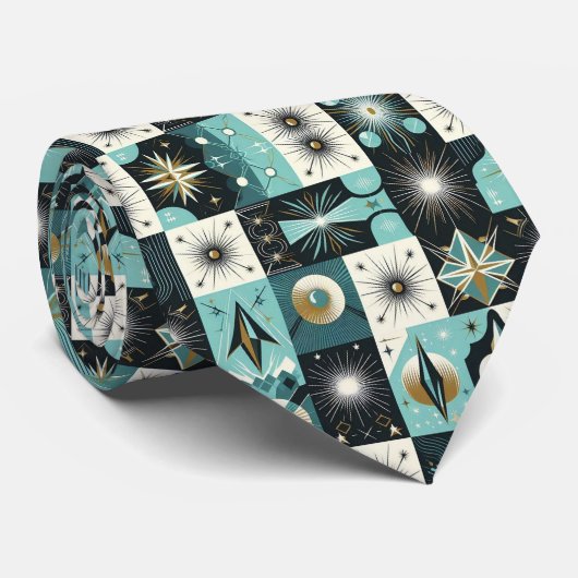 Abstract Mid Century Modern Starburst DIamond ネクタイ (ロール)