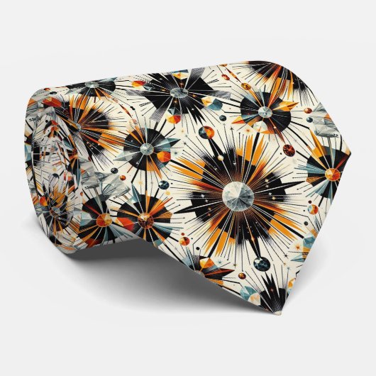 Abstract Mid Century Modern Starburst Diamond ネクタイ (ロール)