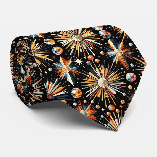 Abstract Mid Century Modern Starburst Diamond ネクタイ (ロール)