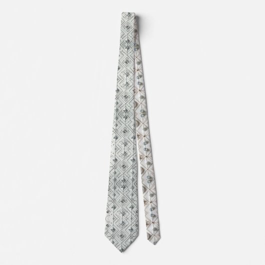 Abstract Mid Century Modern White Diamonds ネクタイ (正面)