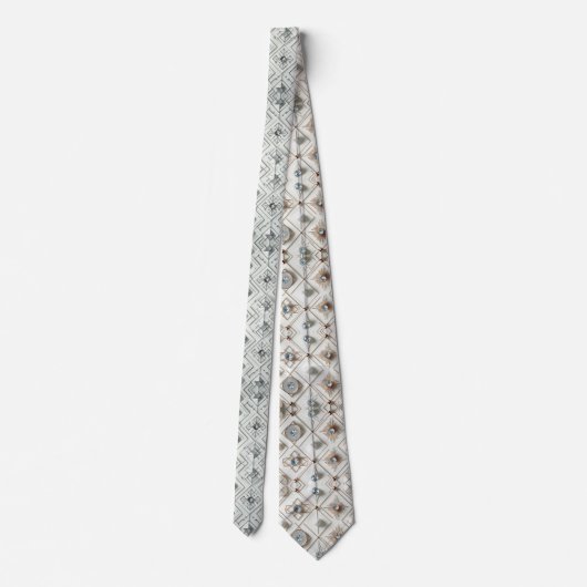 Abstract Mid Century Modern White Diamonds ネクタイ (裏面)