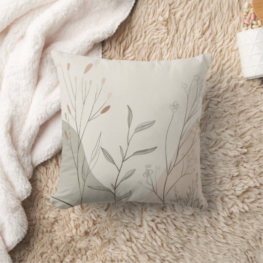 Abstract Minimal Botanical Line Art クッション (ブランケット)