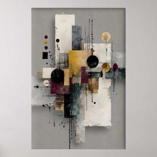 Abstract Minimal Geometric Print, Printable Art ポスター (正面)